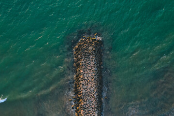 aerial view for the background of the breakwater grip rock