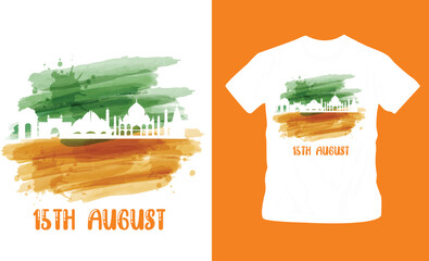 India independence day 15th august t-shirt design editable template