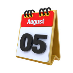 05 August Calendar icon 3d