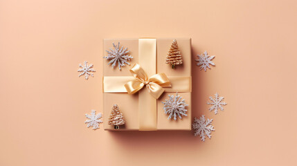 Christmas and New Year holiday background with gift boxes. Bright Xmas greeting card. 