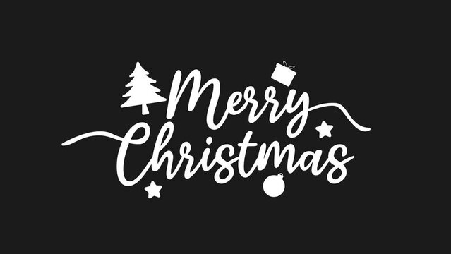 merry christmas text lettering typography animation