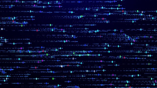 Abstract digital background. Binary data and streaming code. Binary code with numbers moving on the screen, Digital age concept. data code, decryption and encoding, background. Seamless loop