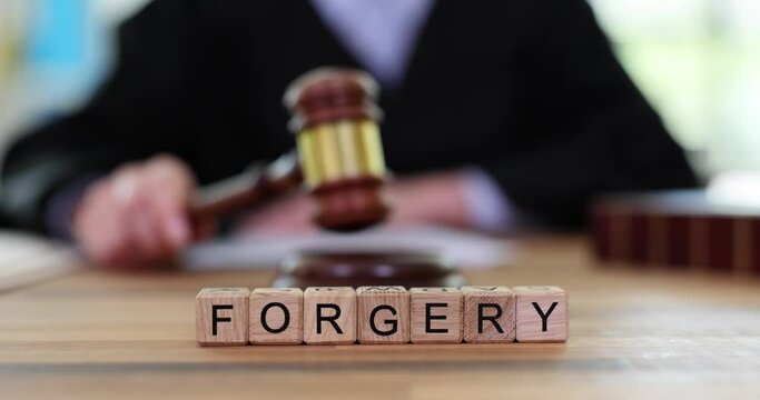Fake text and gavel of judge in court. Law and law justice concept