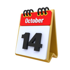 14 October Calendar icon 3d