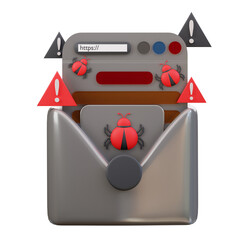 3d email containing spam and bug icon