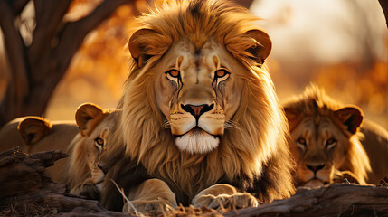 Fototapeta premium lion rest in the shade of a tree