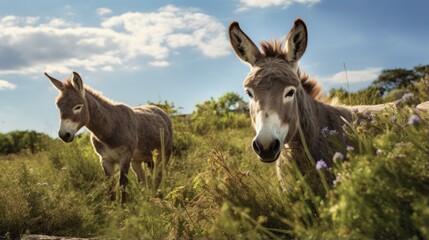 Obraz na płótnie Canvas A breathtaking shot of a donkey his natural habitat, showcasing his majestic beauty