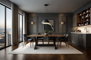 modern dining room with table