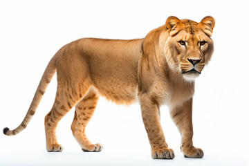 Obraz premium a lion standing on a white surface with a white background