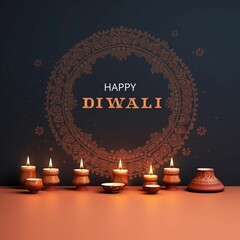 Happy Diwali banner with Diya Diwali celebration Festival background Diwali greeting card 