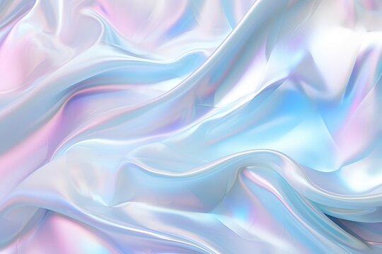 Holographic abstract pastel colors backdrop. Hologram gradient neon color. Foil effect. Rainbow graphic. Psychedelic iridescent creative background, trends 80s or 90s
