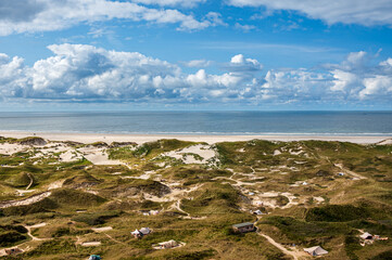 D&uuml;nenlandschaft auf der Nordseeinsel Amrum Luftaufnahme vom Leuchtturm