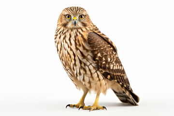 Fototapeta premium a bird with a yellow eye standing on a white surface