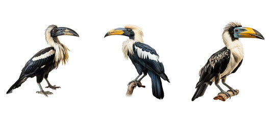 Fototapeta premium wildlife malabar pied hornbill illustration fauna colorful, birds asia, wild forest wildlife malabar pied hornbill