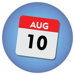 Fototapeta premium 10 august icon with white background, calender icon