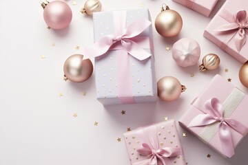 Christmas gifts and present in soft pastel colors design