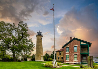 Obraz premium Southport Light Station view in Kenosha Town of Wisconsin