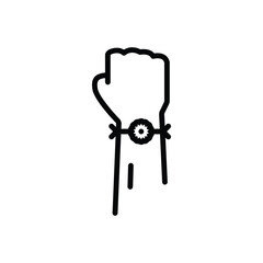 Black line icon for rakhi in hand 