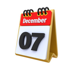 07 December Calendar icon 3d