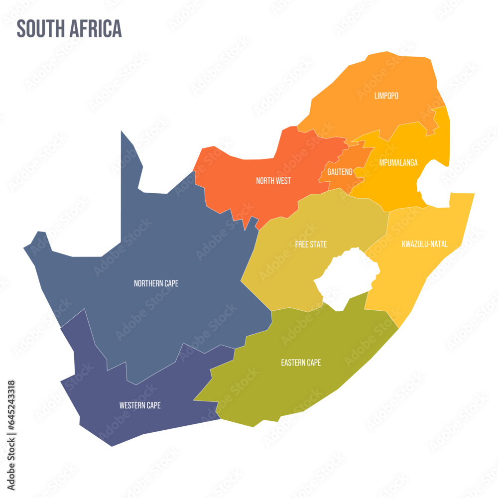 Canvas Prints south africa political map of administrative divisions - provinces. colorful spectrum political map  - Canvas Prints