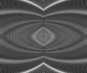 Fototapeta premium Abstract psychedelic stripes for digital wallpaper design. Line art pattern. Trendy texture. Monochrome design. Vector print template. Geometry curve lines pattern. Futuristic concept