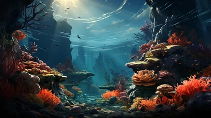 Gordijnen underwater landscape background © avivmuzi