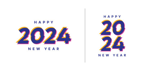 2024 typography logo design concept. Happy new year 2024 logo design