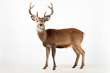 a deer standing in front of a white background