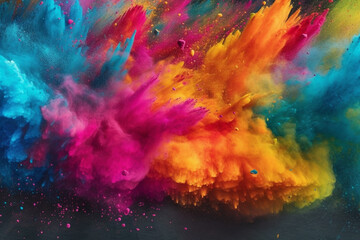 Obraz na płótnie Canvas Colored powder explosion on black background. Colorful dust cloud. generative ai