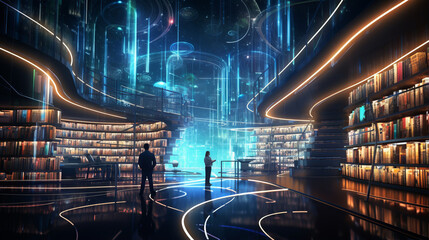 The Library of Tomorrow: Where Holograms Replace Books. Generated AI