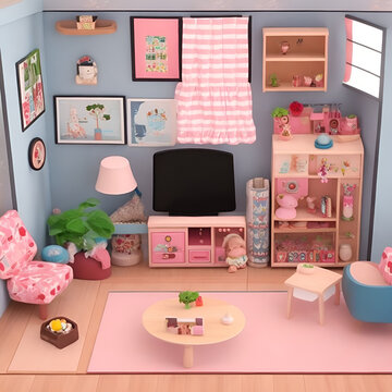 livingroom for dolls in toca boka style, no dolls in the room
