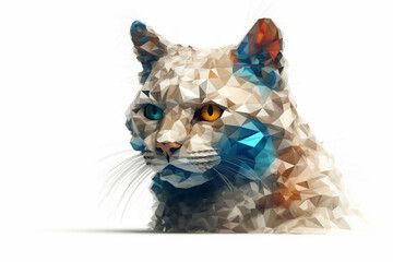 Low poly portrait of a cat. Polygonal animal. illustration. generative ai