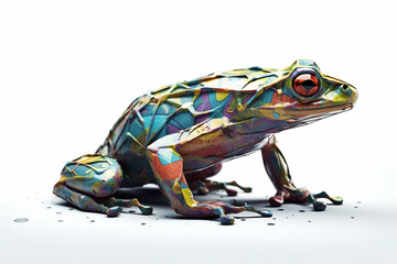 3d rendering of a frog in low poly style isolated on white background generative ai