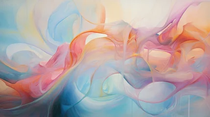 Gardinen Rainbow colorful smoke or abstract wave swirl on white background © DenisNata
