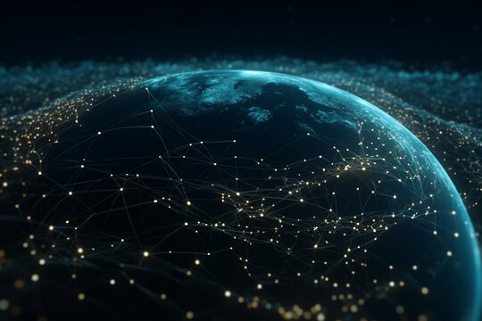 Global network connections over the globe 3D rendering elements of this image furnished by NASA