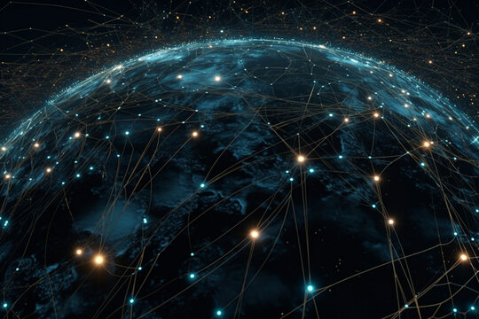 Global network connections over the globe 3D rendering elements of this image furnished by NASA