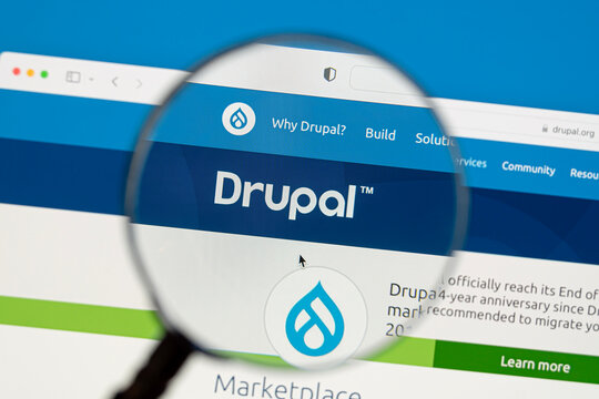 Ostersund, Sweden - Sep 8 2023: Drupal website. Drupal is a free and open-source web content management system (CMS) written in PHP.