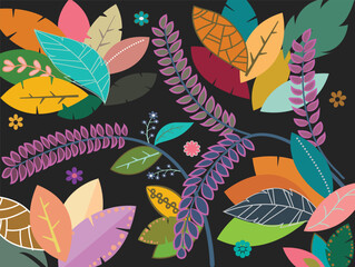 leaves fabric pattern colorful art vector background