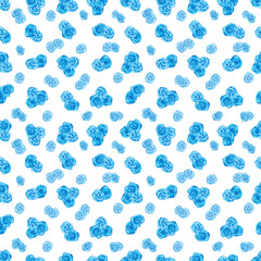 Hand drawn watercolor blue hortense flowers seamless pattern isolated on white background. Can be used for textile, fabric, gift-wrapping and other printed products.