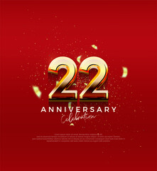 Fototapeta na wymiar Golden vector number for 22nd anniversary celebration. Premium vector background for greeting and celebration.