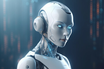 3d rendering humanoid robot, artificial intelligence concept generative ai
