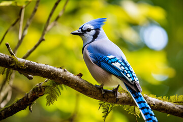 a blue bird sitting on a branch of a tree