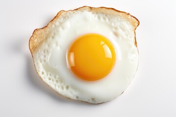 One fried egg isolated on white background, top view