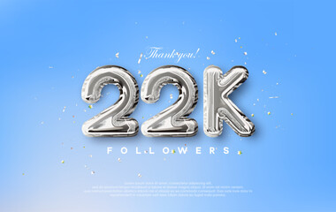 Thank you for the 22k followers with silver metallic balloons illustration.