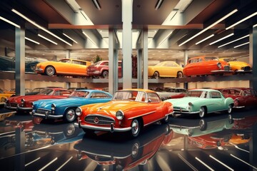 Parking with retro cars 