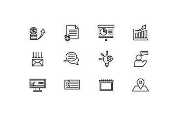 Set of Business Strategy Line Icons vector design