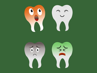 This is a vector set of dental icons with shocked, smiling and sad expressions, suitable for medical icons or logos, medicine, footage icons, animated content, children's clothing designs, and so on