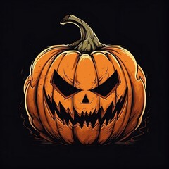 halloween pumpkin with black background. Generative AI.