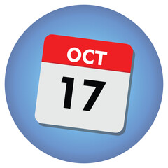 Fototapeta premium 17 october icon with white background, calender icon