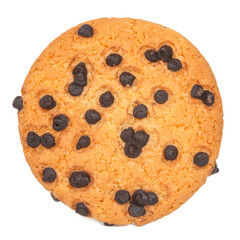 Homemade biscuit cookie with chocolate drops isolated on the white